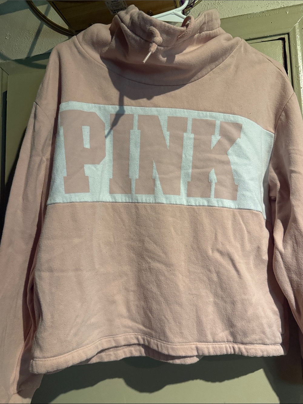 PINK Victoria's Secret Light Pink Pullover Hoodie with White Logo
